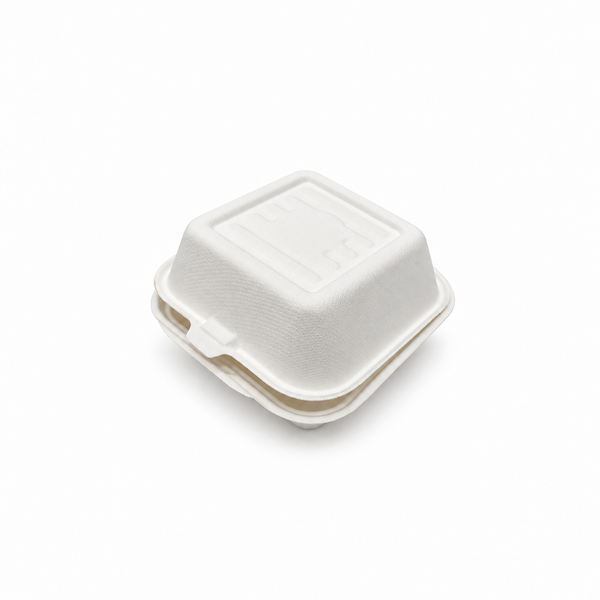 [Abide Hawaii] Fiber Clamshell Containers, White, Multiple Sizes, 50 Count