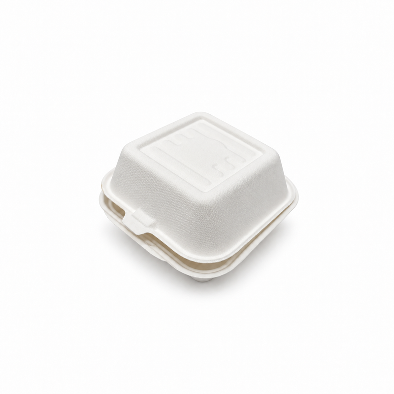 [Abide Hawaii] Fiber Clamshell Containers, White, Multiple Sizes, 50 Count