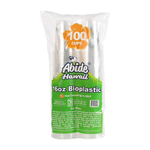 Bioplastic Cup 16oz, Clear