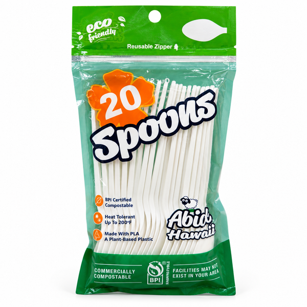 Abide PLA Spoons, Bioplastic, Compostable, 20 Count