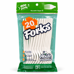 Abide PLA Forks, Bioplastic, Compostable, 20 Count
