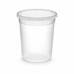 [Hawaii Foodware] 32oz PP Round Deli Container with Lid, 30 Sets