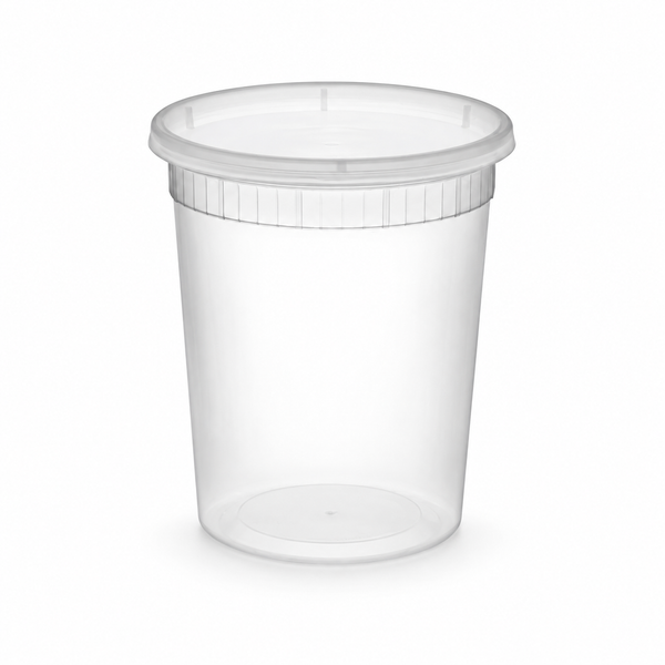 [Hawaii Foodware] 32oz PP Round Deli Container with Lid, 30 Sets