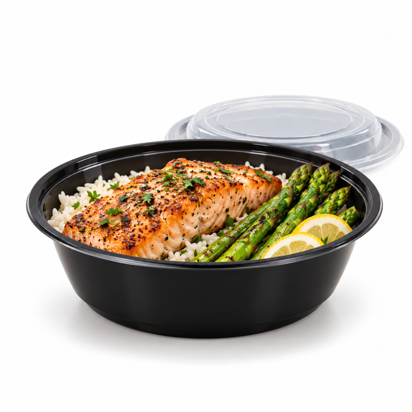 [Hawaii Foodware] 32 oz Round Microwavable Food Container with Lid