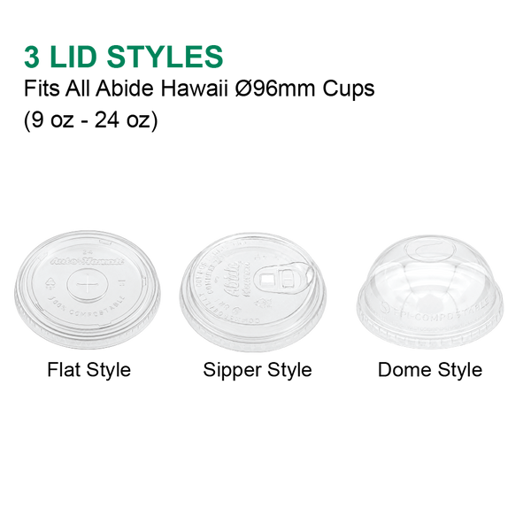 (PLA) Bioplastic Dome Lid, 12-16oz (96mm) BPI (20PK/50CT)