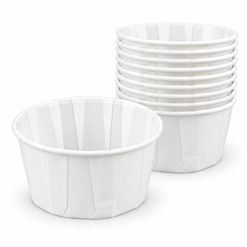 [Abide Hawaii] 5.5 oz Paper Souffle Cups, White, PFAS-Free, Compostable, 250 Count