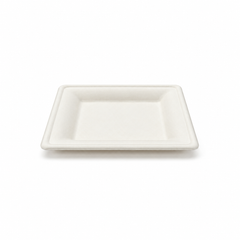 Plant Fiber 3 Sizes Square Plate, White Color, Heavy Duty, Compostable