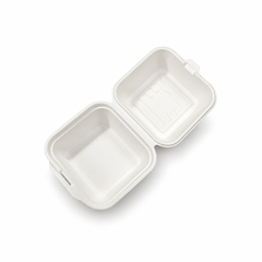 [Abide Hawaii] 6 × 6 in Fiber Clamshell Containers, White, 50 Count