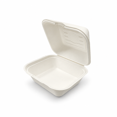 [Abide Hawaii] 6 × 6 in Fiber Clamshell Containers, White, 50 Count