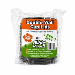 (PLA) Bioplastic Double Wall Cup Lid, For 8-24 oz Lid (25CT), Compostable