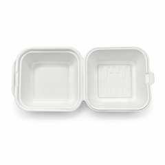 [Abide Hawaii] 6 × 6 in Fiber Clamshell Containers, White, 50 Count