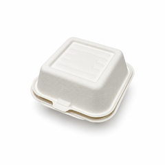 [Abide Hawaii] 6 × 6 in Fiber Clamshell Containers, White, 50 Count