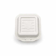 [Abide Hawaii] 6 × 6 in Fiber Clamshell Containers, White, 50 Count