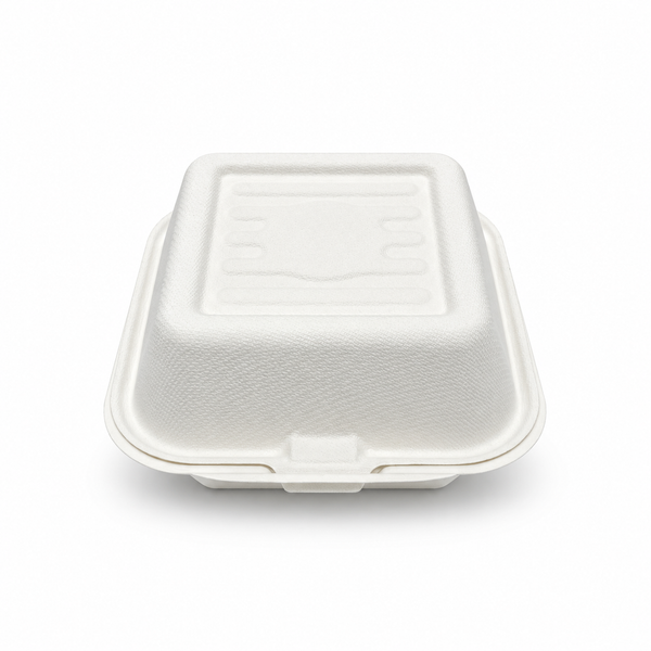 [Abide Hawaii] 6 × 6 in Fiber Clamshell Containers, White, 50 Count