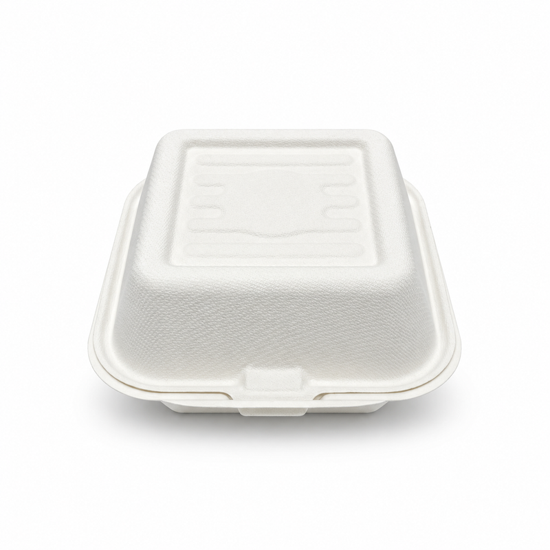 [Abide Hawaii] 6 × 6 in Fiber Clamshell Containers, White, 50 Count