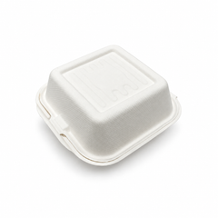 [Abide Hawaii] 6 × 6 in Fiber Clamshell Containers, White, 50 Count