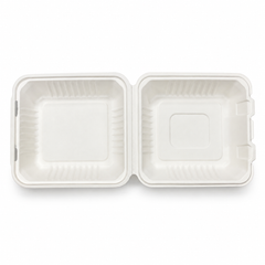 [Abide Hawaii] 8 × 8 in Fiber Clamshell Containers, White, 50 Count