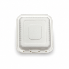 [Abide Hawaii] 8 × 8 in Fiber Clamshell Containers, White, 50 Count