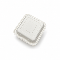[Abide Hawaii] 8 × 8 in Fiber Clamshell Containers, White, 50 Count