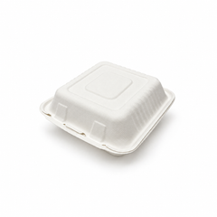 [Abide Hawaii] 8 × 8 in Fiber Clamshell Containers, White, 50 Count