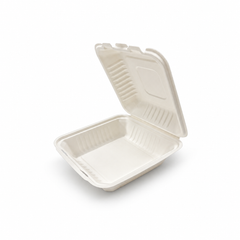 [Abide Hawaii] 8 × 8 in Fiber Clamshell Containers, White, 50 Count