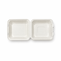 [Abide Hawaii] 8 × 8 in Fiber Clamshell Containers, White, 50 Count