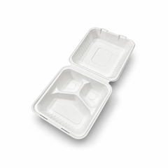 [Abide Hawaii] Fiber Clamshell Containers, White, Multiple Sizes, 50 Count