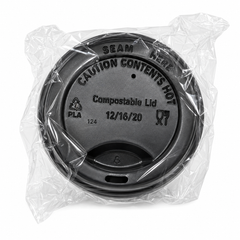 (PLA) Bioplastic Double Wall Cup Lid, For 8-24 oz Lid (25CT), Compostable