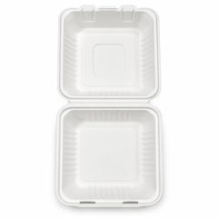 [Abide Hawaii] Fiber Clamshell Containers, White, Multiple Sizes, 50 Count