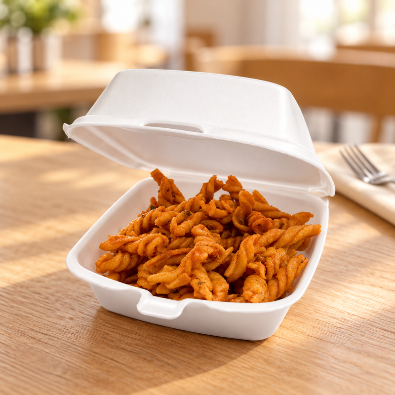 (Custom Development) Bioplastic Foam Takeout Containers, PLA-Based