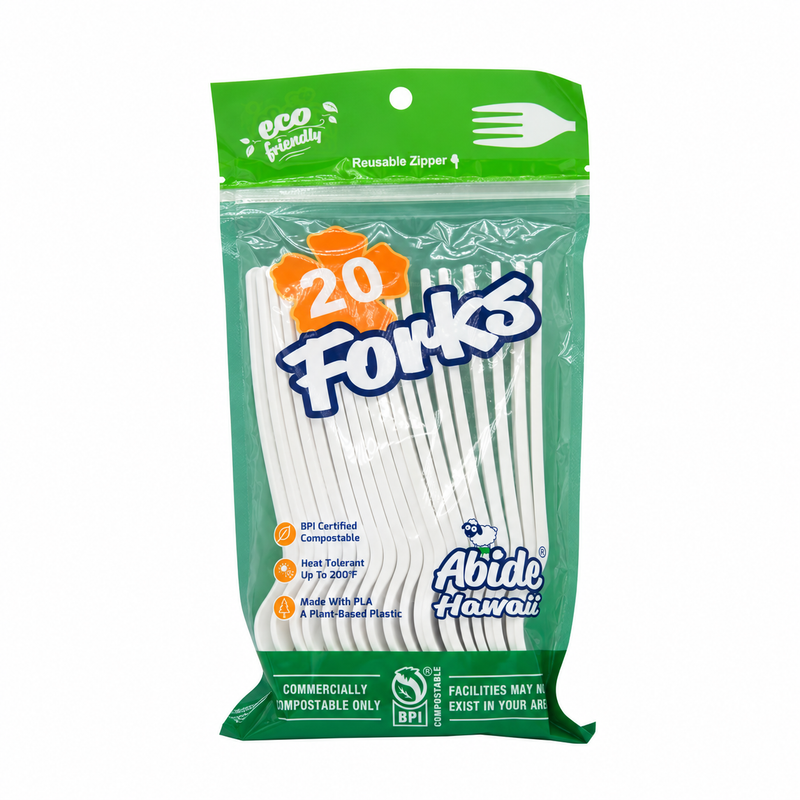 Abide PLA Forks, Bioplastic, Compostable, 20 Count