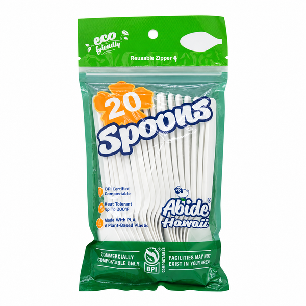 Abide PLA Spoons, Bioplastic, Compostable, 20 Count