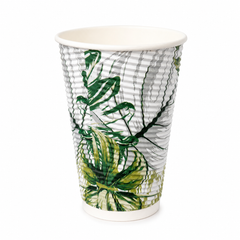 Paper Ripple Wall Cup 16oz, Monstera (20PK/10CT)
