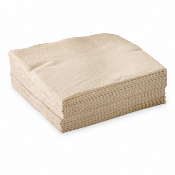 Bamboo Fiber 2-Ply Cocktail/Beverage Napkin (White & Natural 2Color), 1/4 Fold, PFAS-Free, Compostable