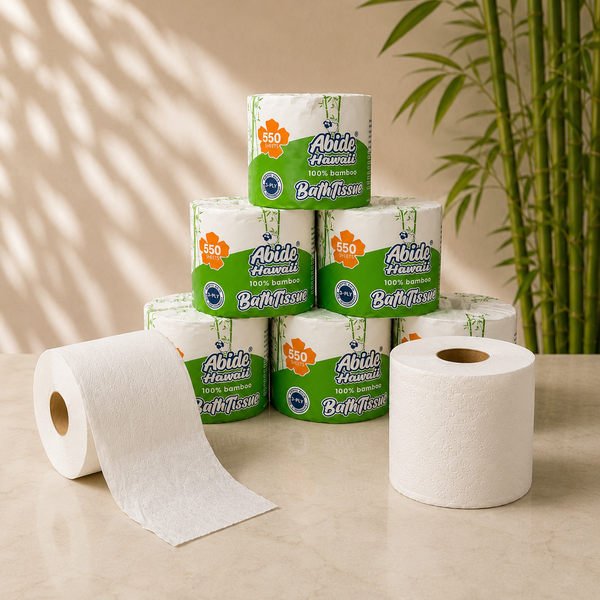 Bamboo Fiber 2-Ply Bath Tissue 300Sheets & 550sheets Roll, White Color, PFAS-Free, Compostable