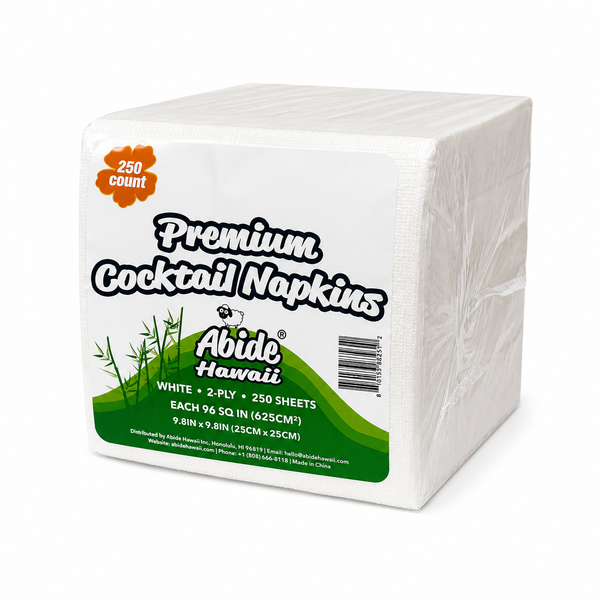 Bamboo Fiber 2-Ply Cocktail/Beverage Napkin (White & Natural 2Color), 1/4 Fold, PFAS-Free, Compostable