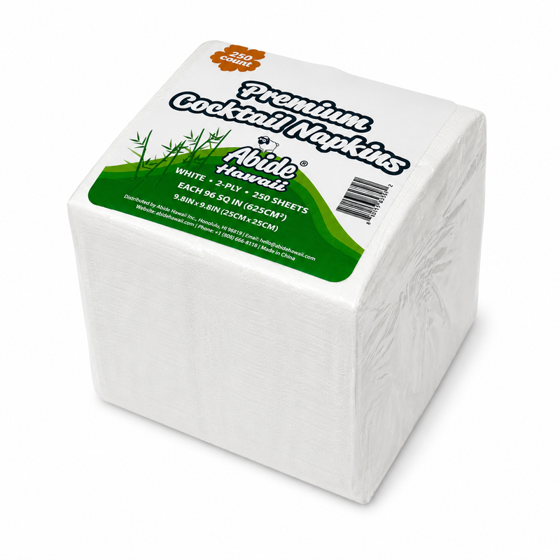 Bamboo Fiber 2-Ply Cocktail/Beverage Napkin (White & Natural 2Color), 1/4 Fold, PFAS-Free, Compostable