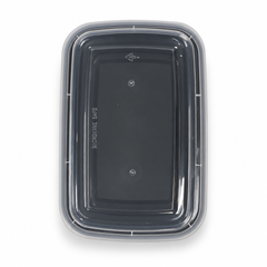 [Hawaii Foodware] 24 oz Microwavable Rectangular Food Containers with Lids, Black,  50 Sets