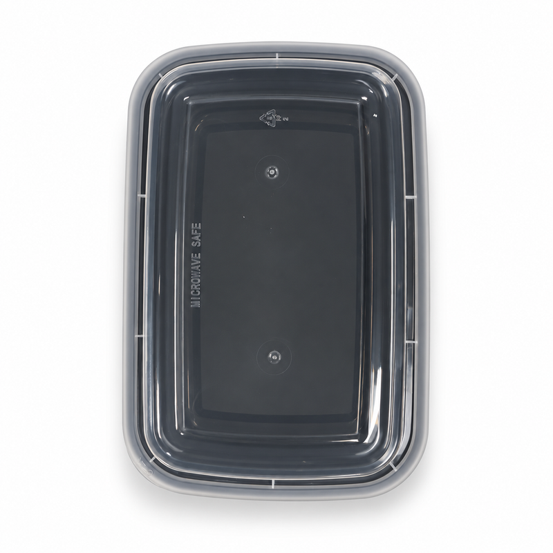 [Hawaii Foodware] 24 oz Microwavable Rectangular Food Containers with Lids, Black,  50 Sets