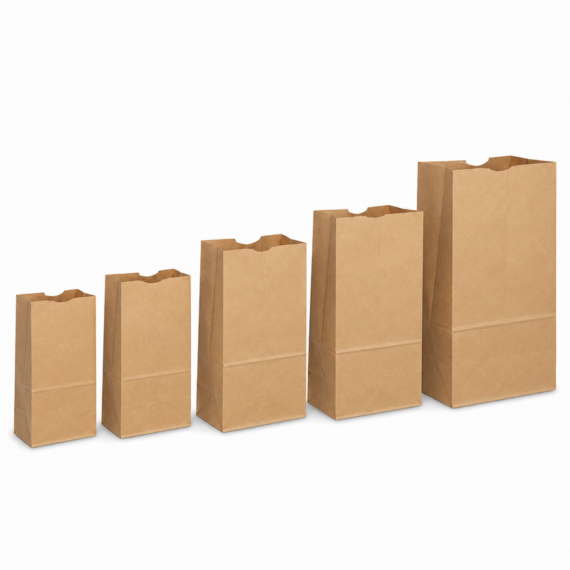 Paper Carry Out Bag – Kraft, Multiple Sizes (#2, #4, #8, #12, #20), 500CT