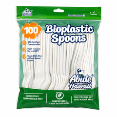 (PLA) Bioplastic Spoon (15PK/100CT), White Color, Compostable