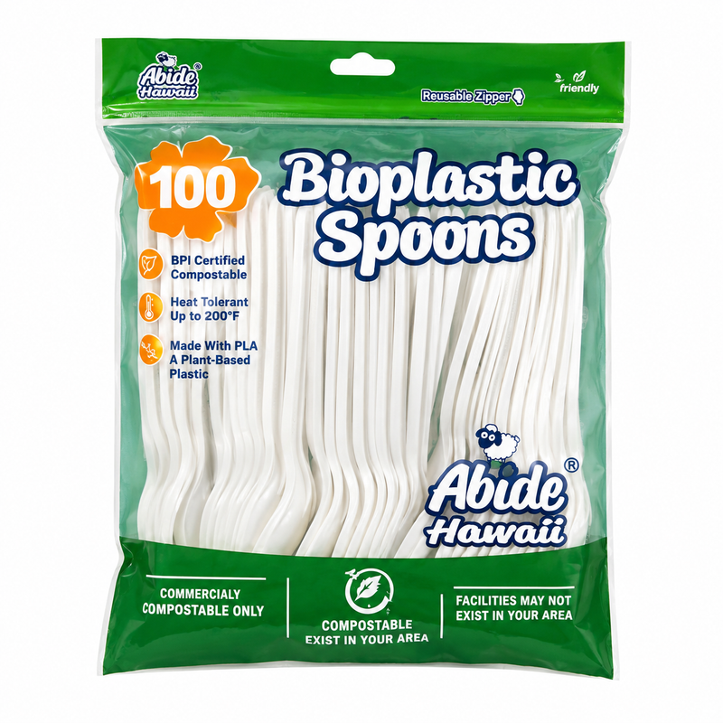 (PLA) Bioplastic Spoon (15PK/100CT), White Color, Compostable