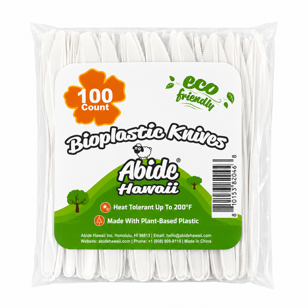 (PLA) Bioplastic Knifes (10PK/100CT), White Color, Compostable