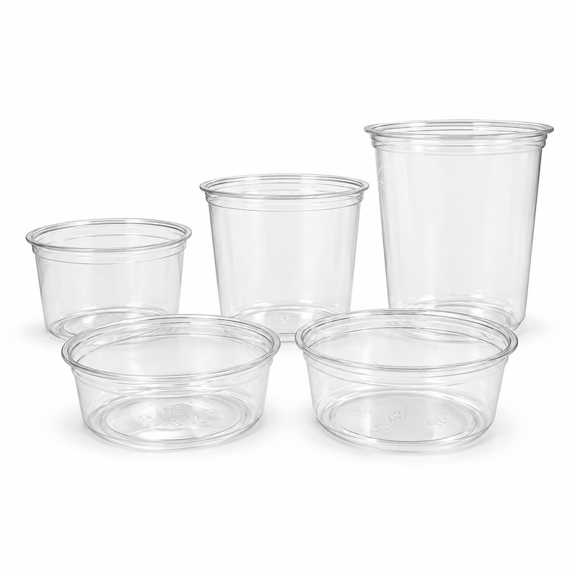 PLA Clear Poke Bowls, Plant-Based Bioplastic, 8 oz to 32 oz