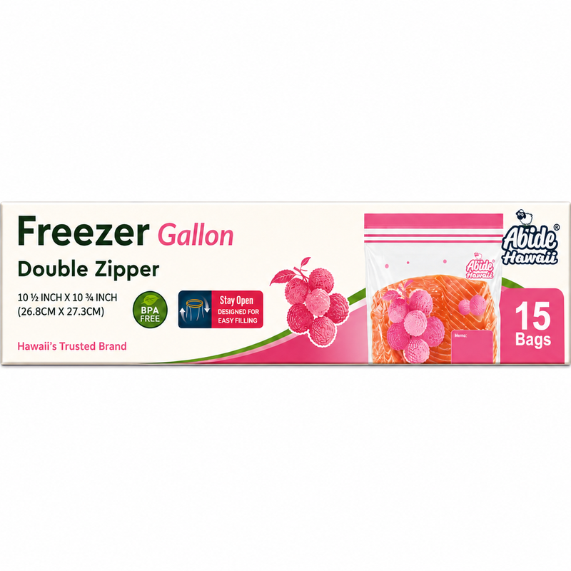 (Household Essential) Lychee Gallon Freezer, Reusable Double Zipper, Food Storage Bags