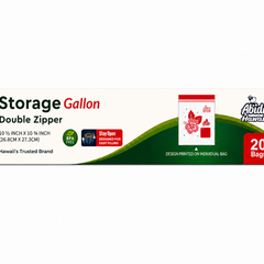 (Household Essential) Hibiscus Gallon Storage, Reusable Double Zipper, Food Storage Bags