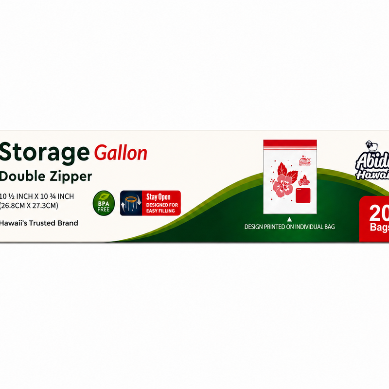 (Household Essential) Hibiscus Gallon Storage, Reusable Double Zipper, Food Storage Bags