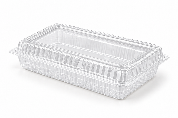 [Hawaii Foodware] PS 8.5 x 6 in, Hinged Food Containers, Clear, 100 Count