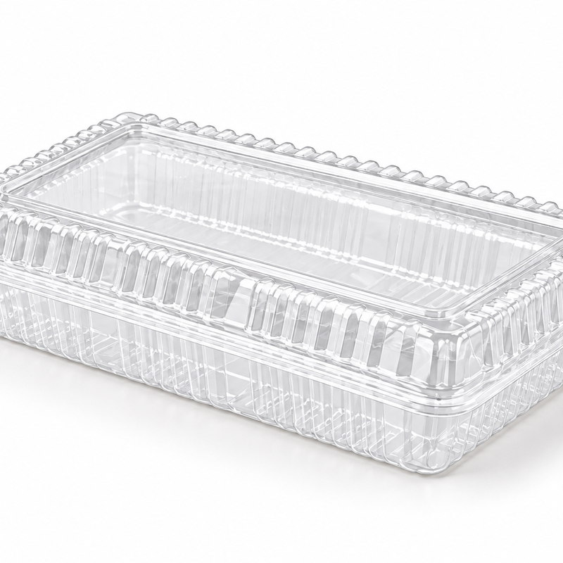 [Hawaii Foodware] PS 8.5 x 6 in, Hinged Food Containers, Clear, 100 Count