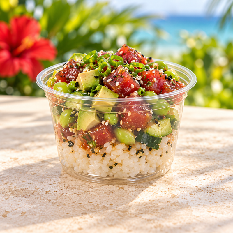 16 oz PLA Clear Poke Bowl, Plant-Based Bioplastic, Disposable